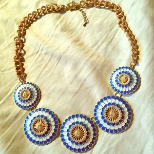 Blue & Gold Flower Necklace